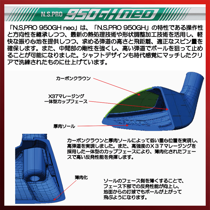 ゴールデンプリックス TR-01 ユーティリティ N.S.PRO 950GH neo 右利き用【クーポン対象】【即日発送可】
